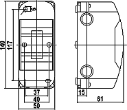 Rysunek - Rozdzielnica natynkowa 3 modułowa bez drzwiczek